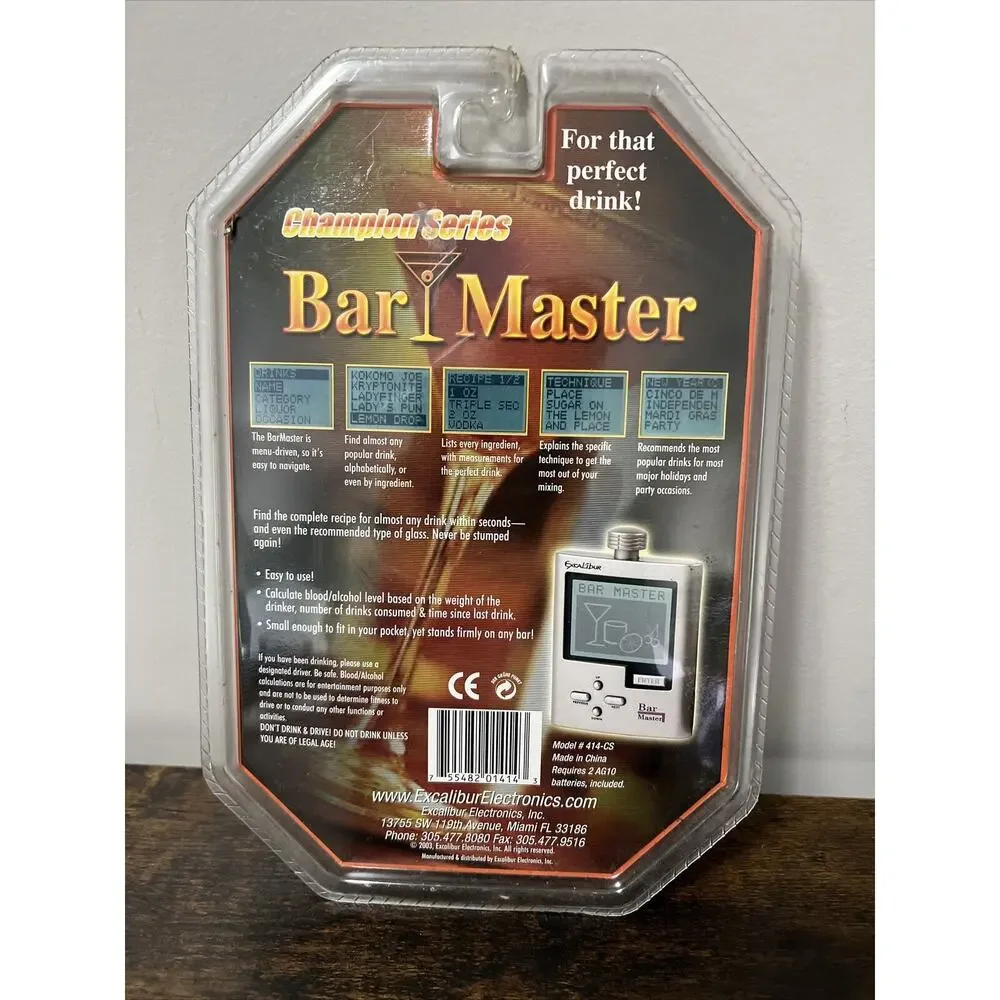 VTG 2003 RARE Excalibur Electronic Bar Master 500+ Mixed Cocktail‎ Recipes NEW!